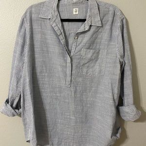 Blue and White Striped Blouse